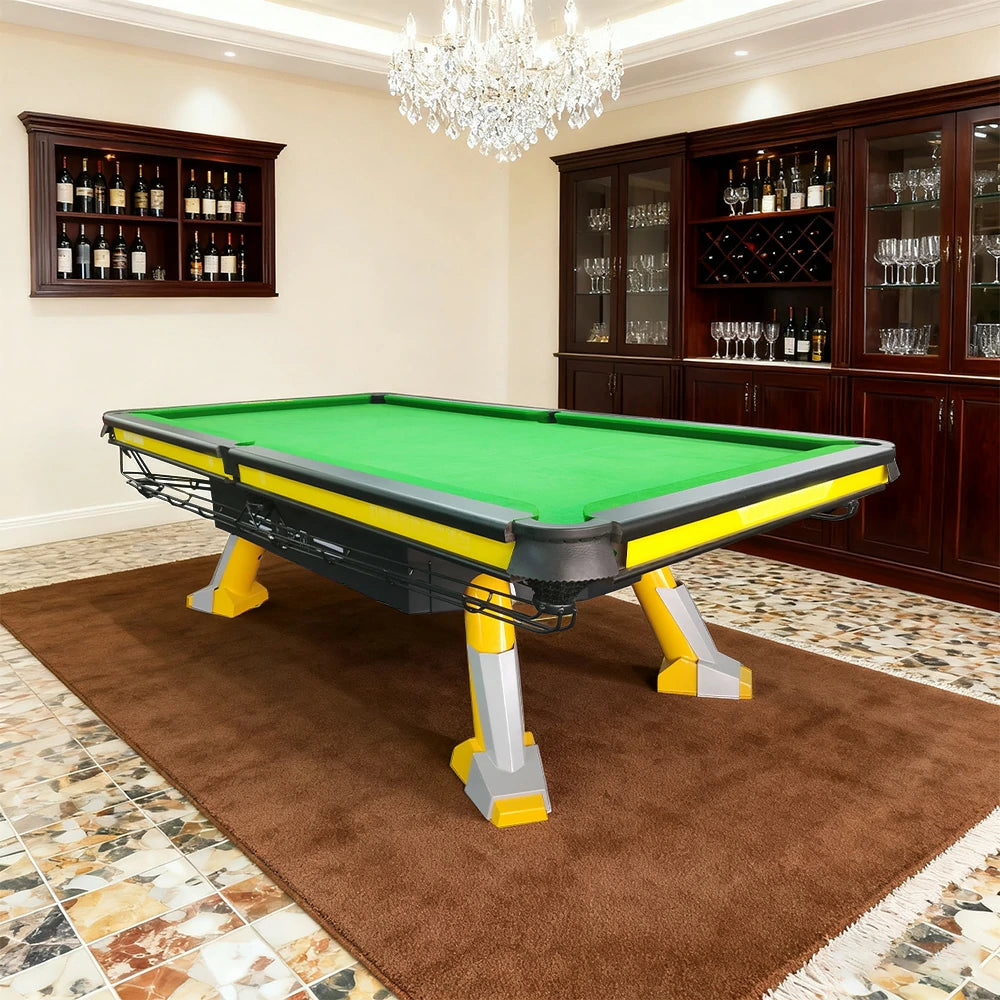QUESLA 9FT High-End Billiard Table - Oak Carbon Fiber Rail, Precision Slate Surface, Colorful Underframe