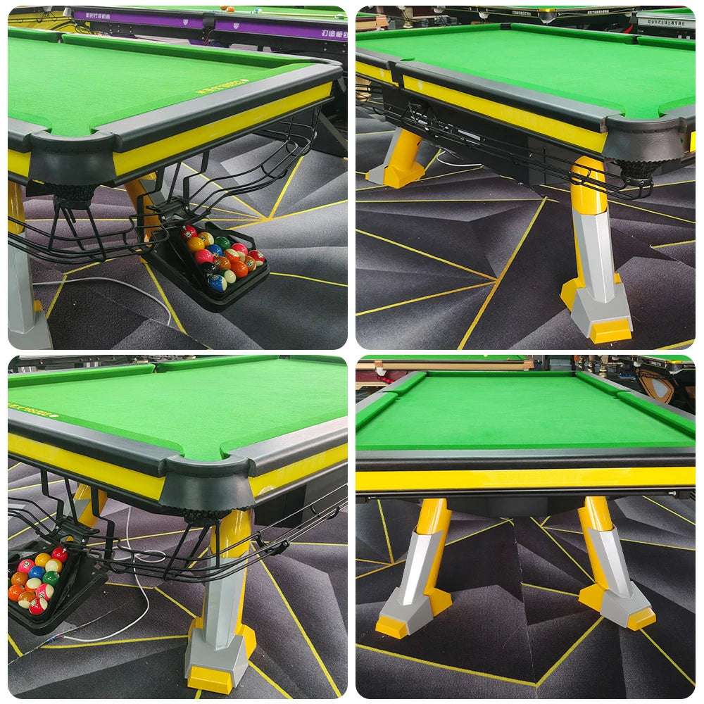 QUESLA 9FT High-End Billiard Table - Oak Carbon Fiber Rail, Precision Slate Surface, Colorful Underframe