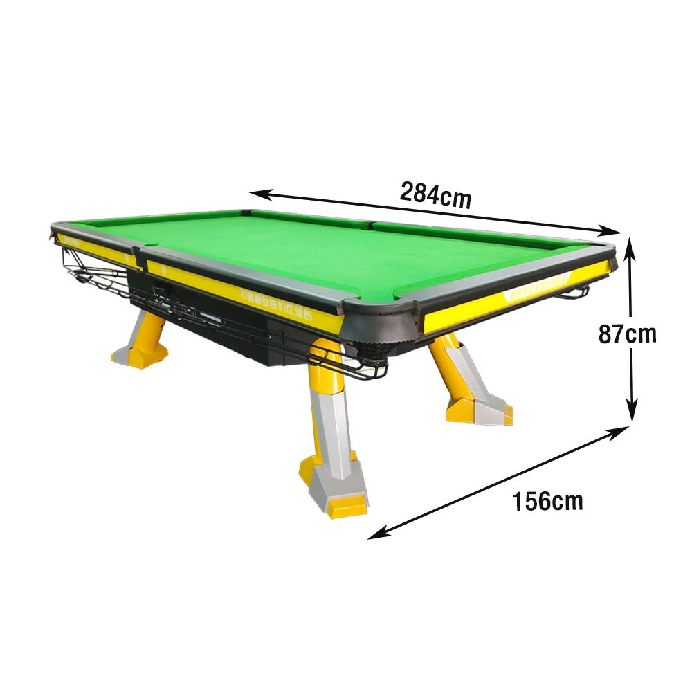 QUESLA 9FT High-End Billiard Table - Oak Carbon Fiber Rail, Precision Slate Surface, Colorful Underframe