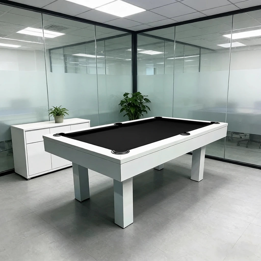 QUESLA 7FT Luxurious Slate Pool /Dining / Billiard Table Free Accessories- White Frame Black Felt