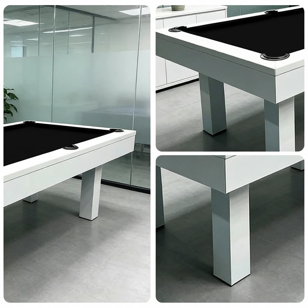 QUESLA 7FT Luxurious Slate Pool /Dining / Billiard Table Free Accessories- White Frame Black Felt