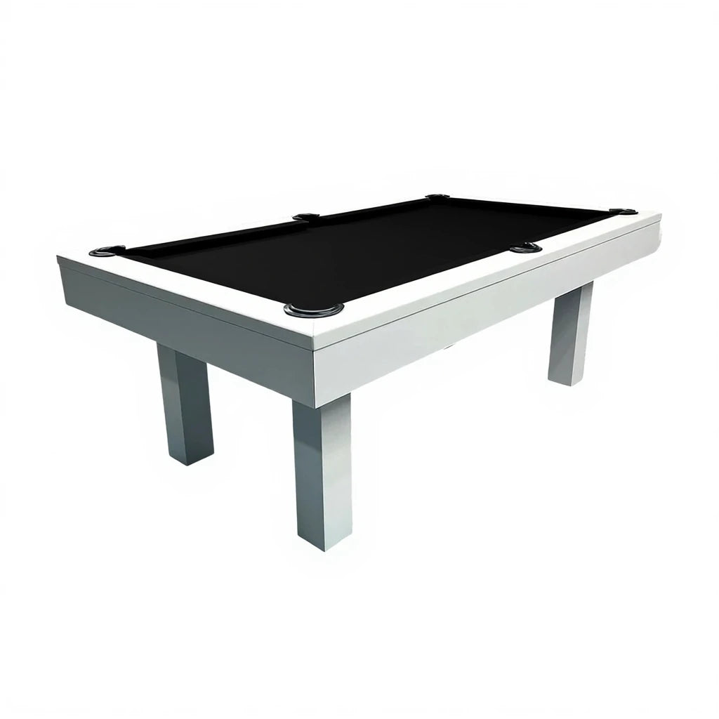 QUESLA 7FT Luxurious Slate Pool /Dining / Billiard Table Free Accessories- White Frame Black Felt