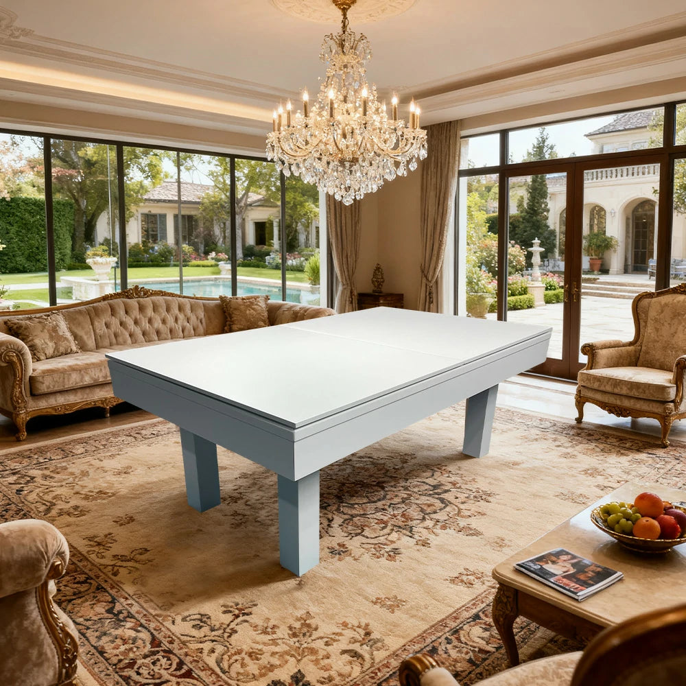 QUESLA 7FT Luxurious Slate Pool /Dining / Billiard Table Free Accessories - White Frame