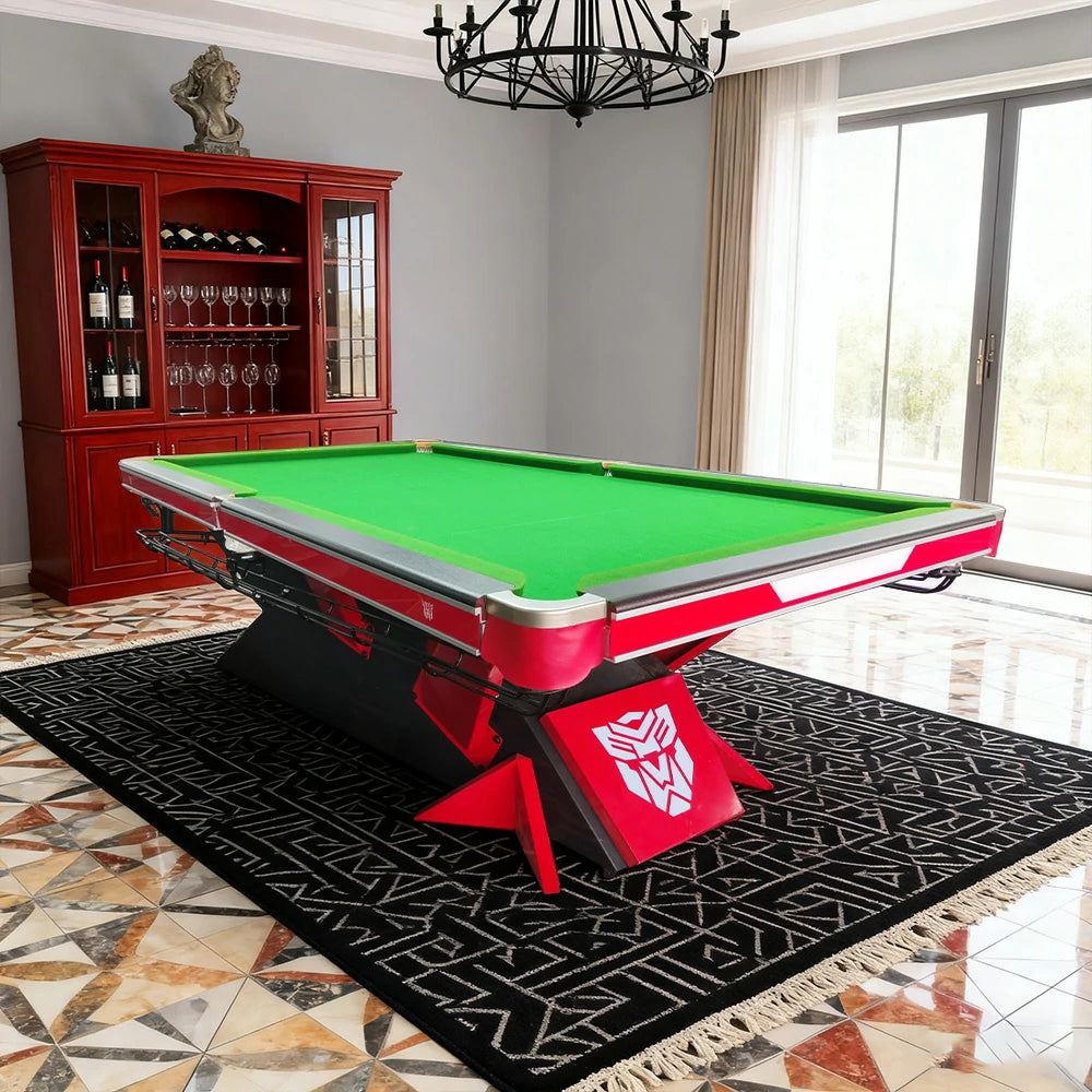 QUESLA 9FT Billiard Table - Oak & Iron Bamboo Build, Polished Marble Surface, Alloy Pockets, Precision Play