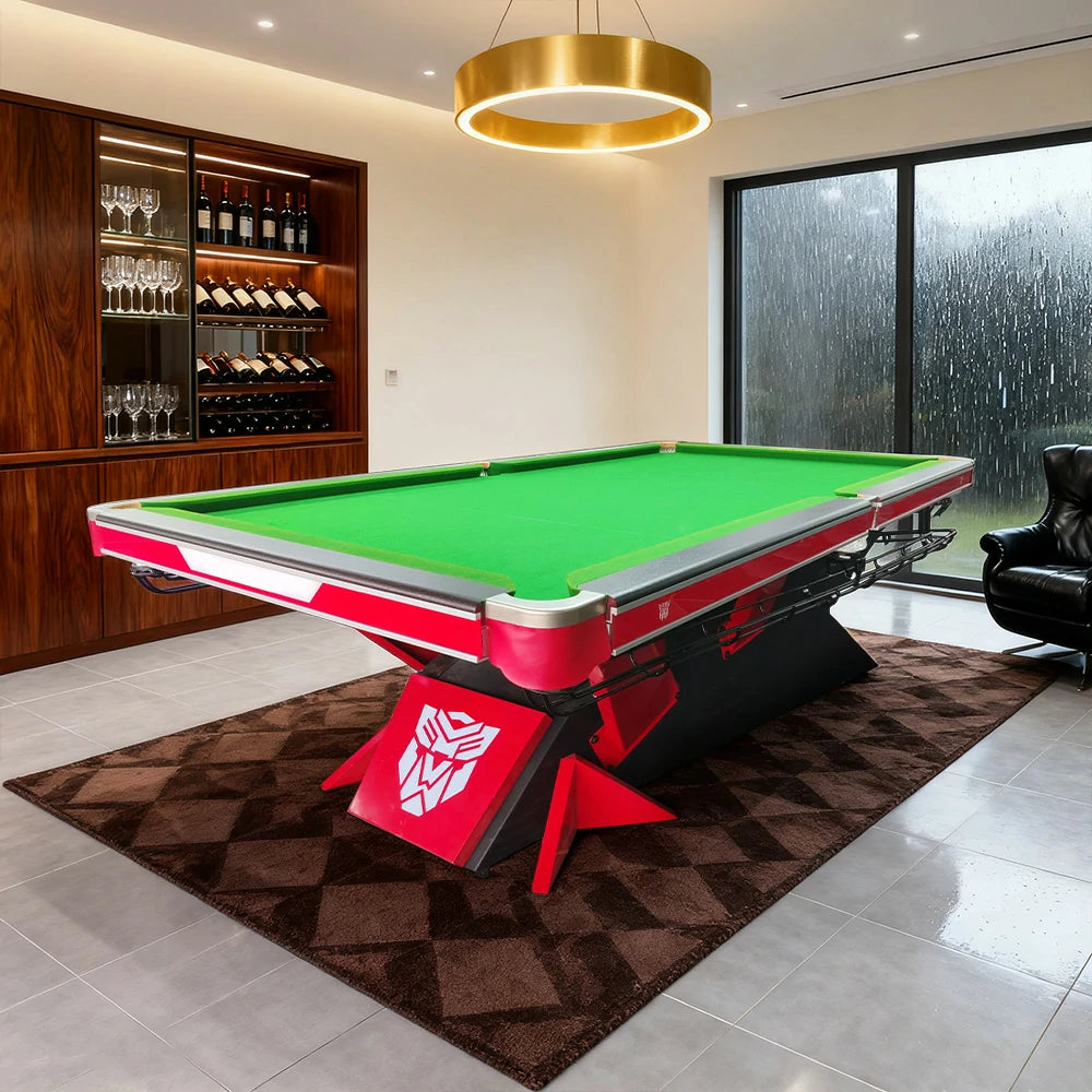 QUESLA 9FT Billiard Table - Oak & Iron Bamboo Build, Polished Marble Surface, Alloy Pockets, Precision Play