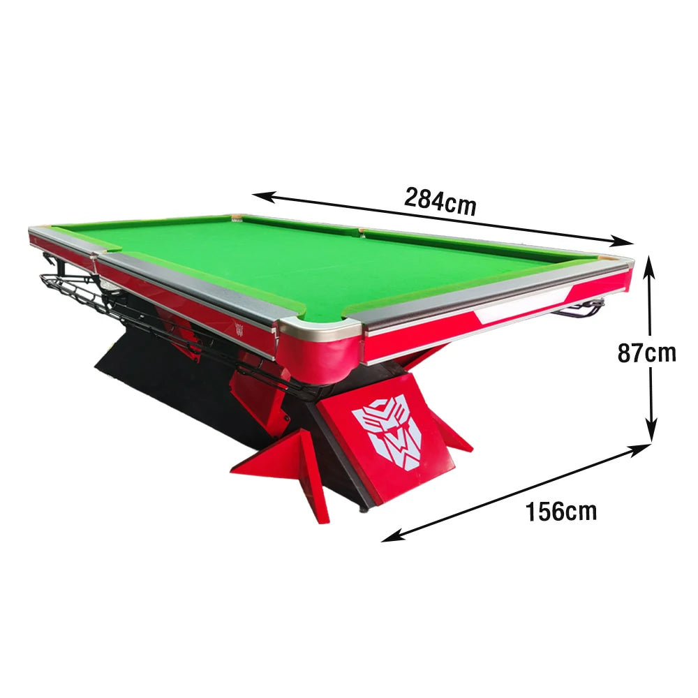 QUESLA 9FT Billiard Table - Oak & Iron Bamboo Build, Polished Marble Surface, Alloy Pockets, Precision Play