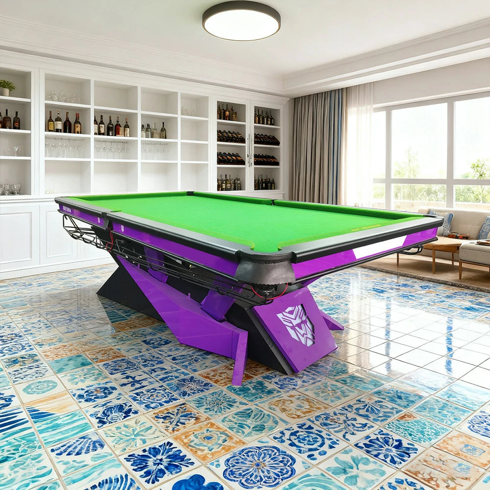 QUESLA 9FT Billiard Table - Oak Carbon Fiber Rail, Bluestone Slate Surface, Alloy Pockets, Durable Precision Play
