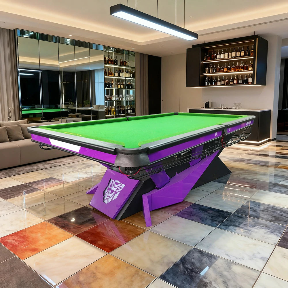 QUESLA 9FT Billiard Table - Oak Carbon Fiber Rail, Bluestone Slate Surface, Alloy Pockets, Durable Precision Play