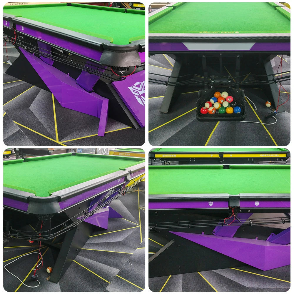 QUESLA 9FT Billiard Table - Oak Carbon Fiber Rail, Bluestone Slate Surface, Alloy Pockets, Durable Precision Play