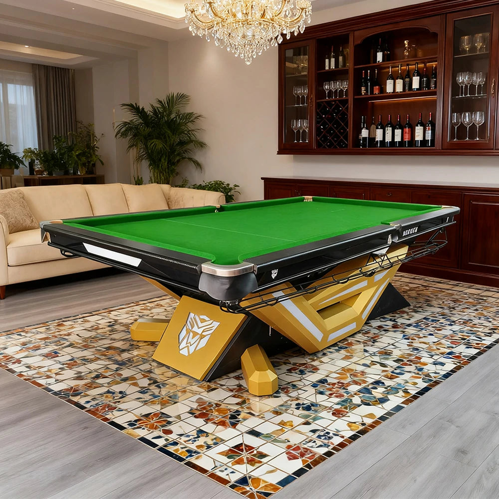 QUESLA 9FT Billiard Table - Durable Slate Surface, Carbon Fiber Rail, Alloy Pockets, Smooth Ball Return System
