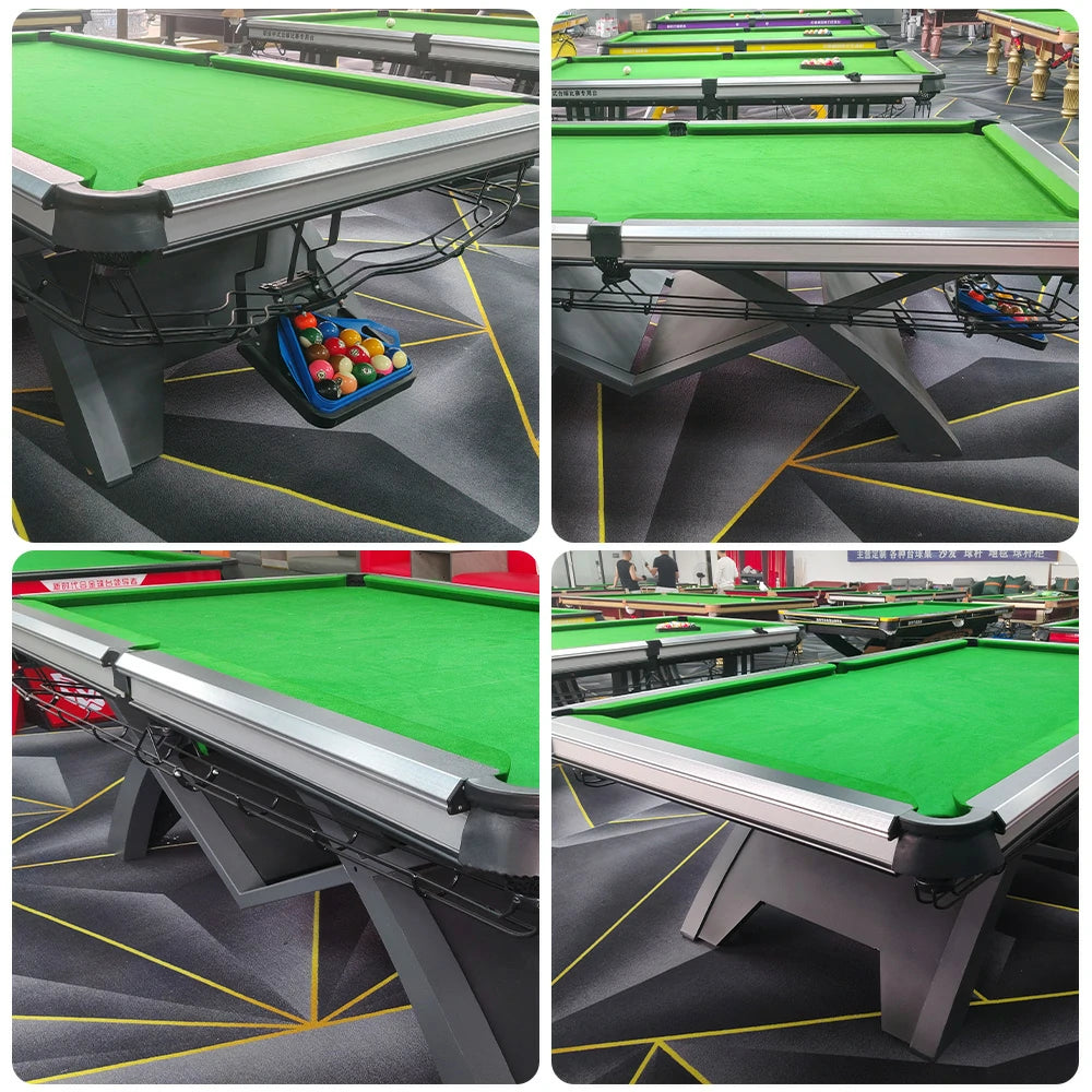 QUESLA 9FT Billiard Table - 1.2cm Solid Build, Oak & Aluminum Alloy Frame, Copper Pockets, Stable Precision Play