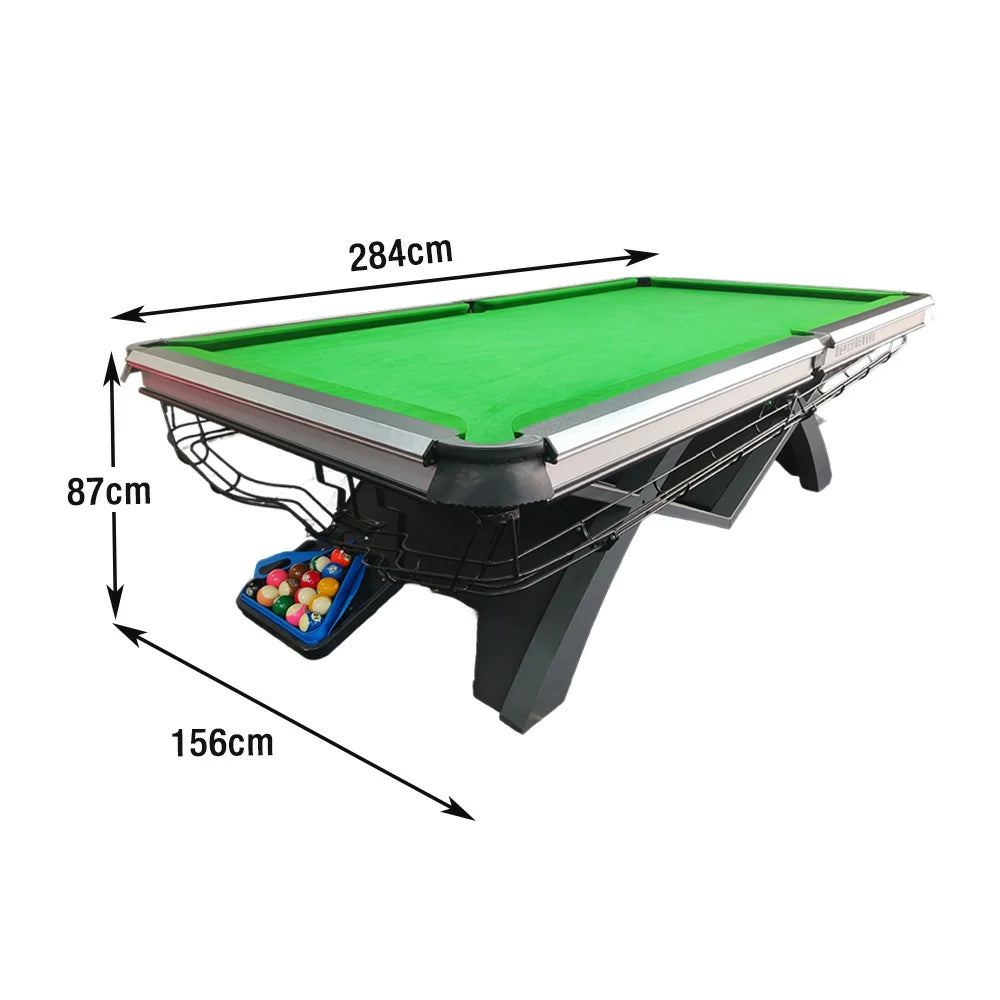 QUESLA 9FT Billiard Table - 1.2cm Solid Build, Oak & Aluminum Alloy Frame, Copper Pockets, Stable Precision Play