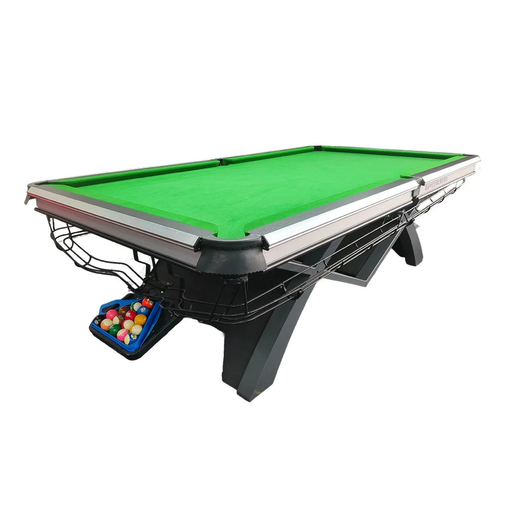 QUESLA 9FT Billiard Table - 1.2cm Solid Build, Oak & Aluminum Alloy Frame, Copper Pockets, Stable Precision Play