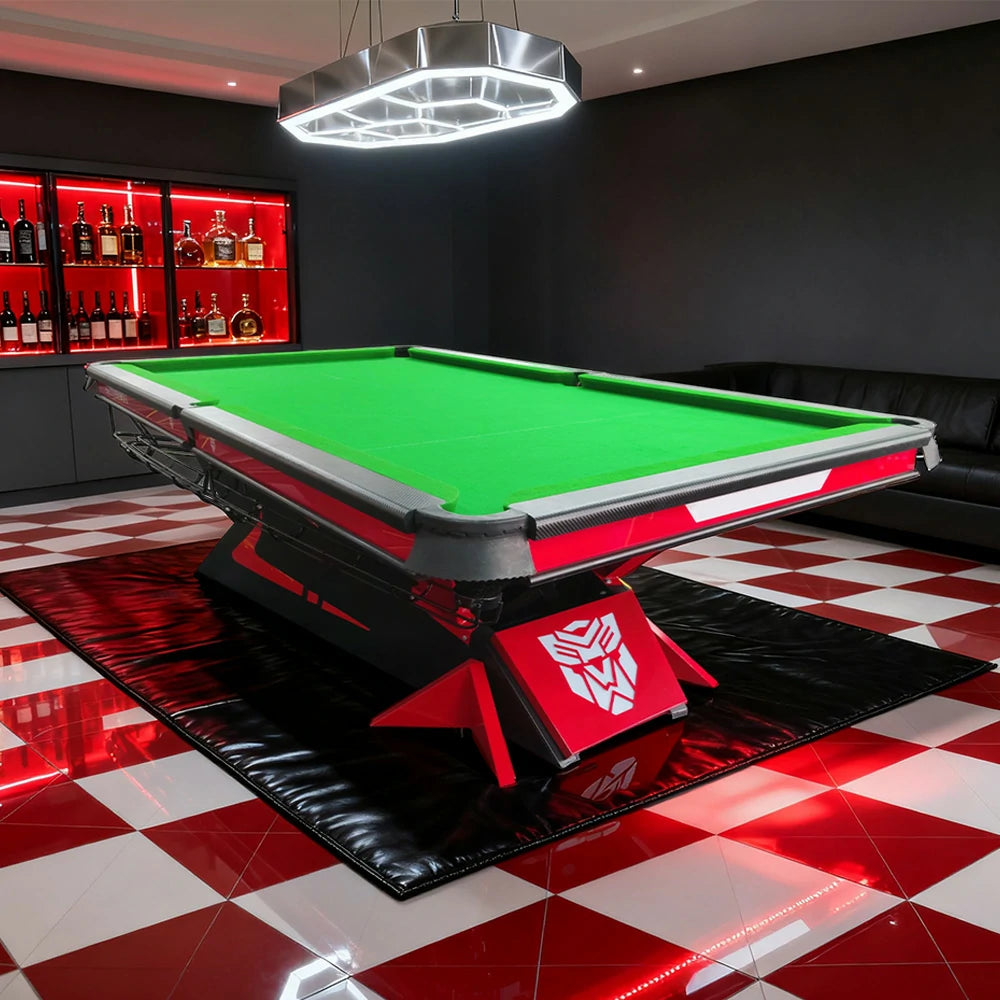 QUESLA 9FT Billiard Table - Oak Carbon Fiber Rail, Bluestone Slate Surface, Black Copper Pockets, Stable Lightweight Frame