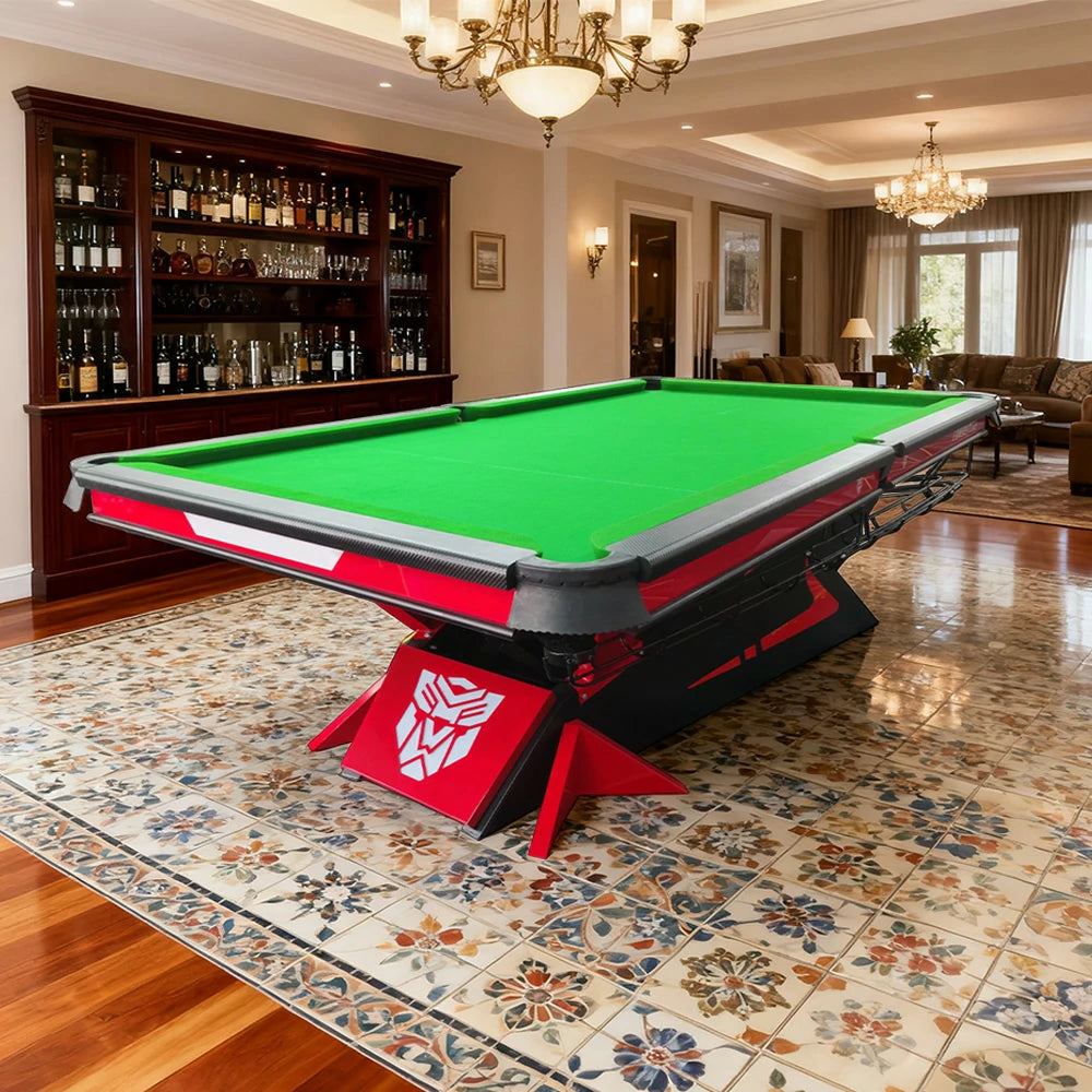 QUESLA 9FT Billiard Table - Oak Carbon Fiber Rail, Bluestone Slate Surface, Black Copper Pockets, Stable Lightweight Frame