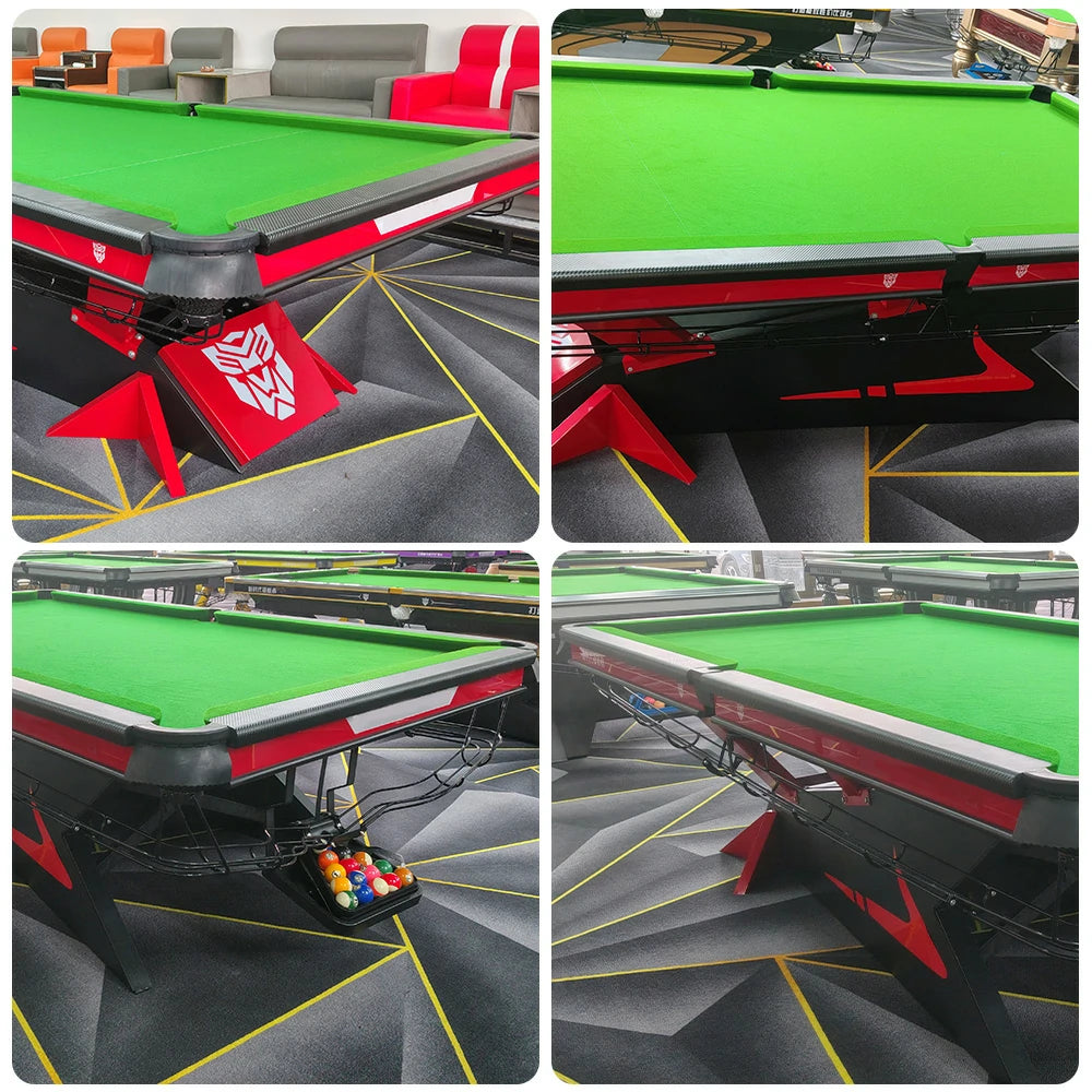 QUESLA 9FT Billiard Table - Oak Carbon Fiber Rail, Bluestone Slate Surface, Black Copper Pockets, Stable Lightweight Frame
