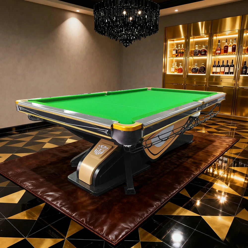 QUESLA 9FT Billiard Table - Oak Carbon Fiber Rail, Bluestone Slate Surface, Alloy Pockets, Durable Precision Play