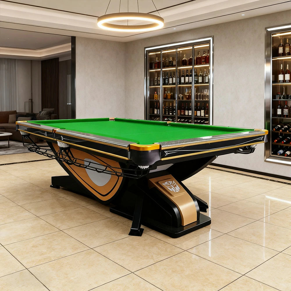 QUESLA 9FT Billiard Table - Oak Carbon Fiber Rail, Bluestone Slate Surface, Alloy Pockets, Durable Precision Play