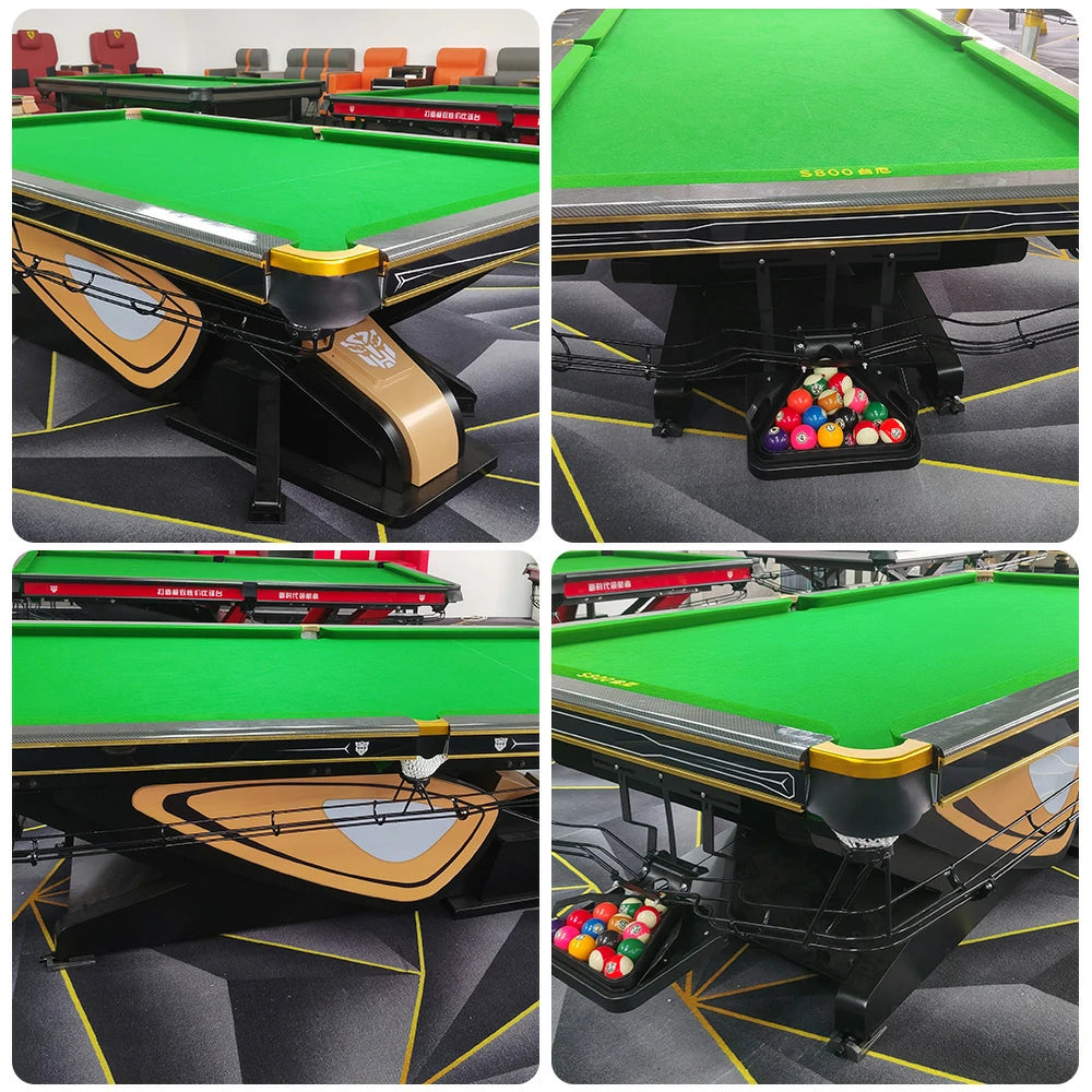 QUESLA 9FT Billiard Table - Oak Carbon Fiber Rail, Bluestone Slate Surface, Alloy Pockets, Durable Precision Play