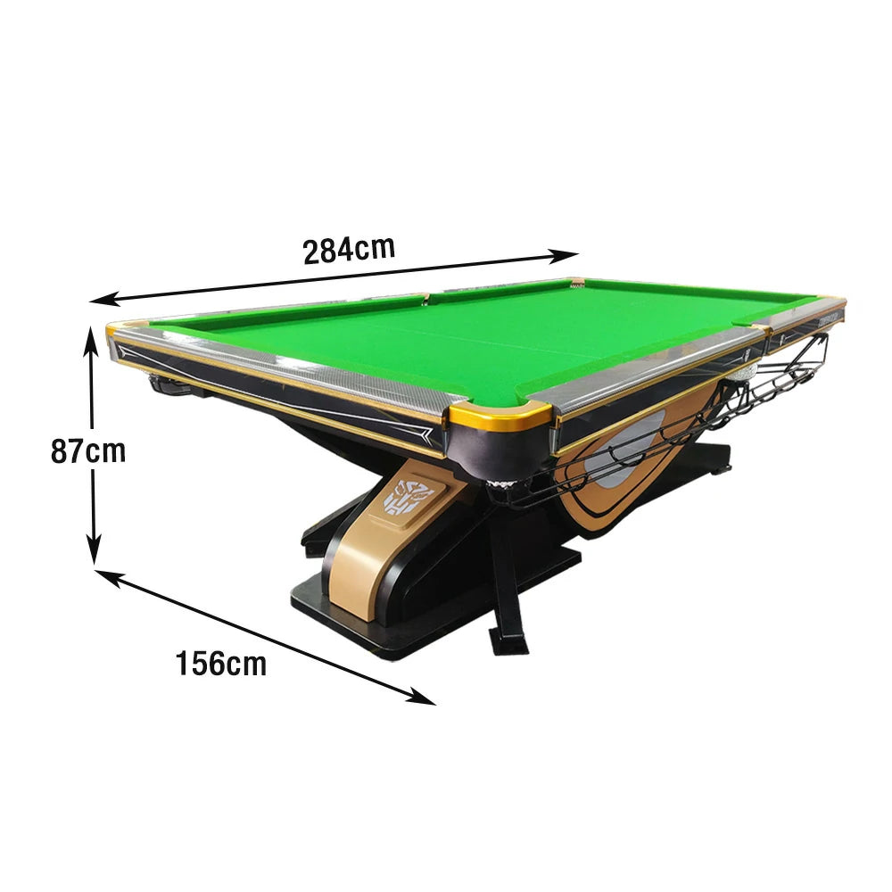 QUESLA 9FT Billiard Table - Oak Carbon Fiber Rail, Bluestone Slate Surface, Alloy Pockets, Durable Precision Play
