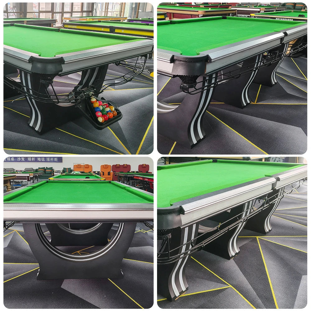 QUESLA 9FT Billiard Table - Oak Carbon Fiber Rail, Bluestone Slate Surface, Black Copper Pockets, Durable Precision Play