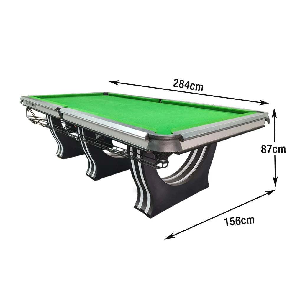 QUESLA 9FT Billiard Table - Oak Carbon Fiber Rail, Bluestone Slate Surface, Black Copper Pockets, Durable Precision Play