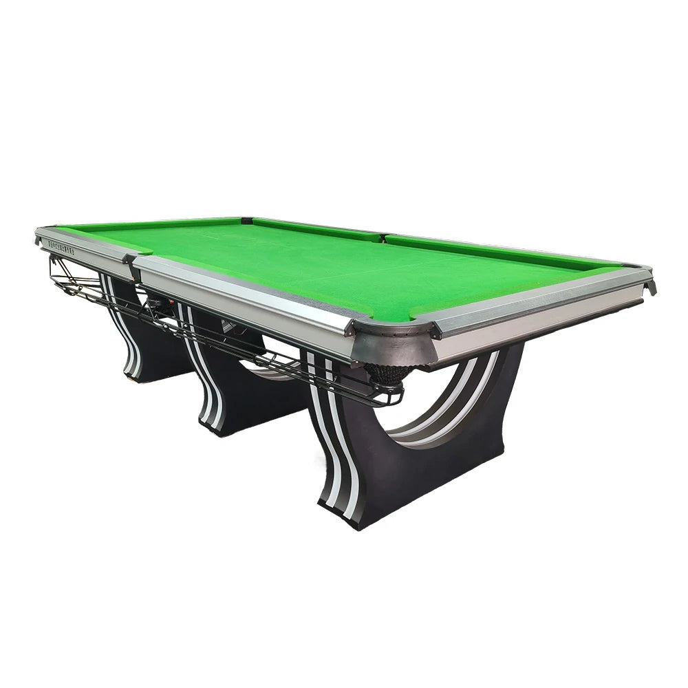 QUESLA 9FT Billiard Table - Oak Carbon Fiber Rail, Bluestone Slate Surface, Black Copper Pockets, Durable Precision Play