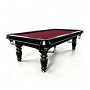 QUESLA 7/8/9FT Slate Pool Table 20mm Slate Solid Timber Adjustable Levellers for Home Club Office - Black Frame & Burgundy Felt