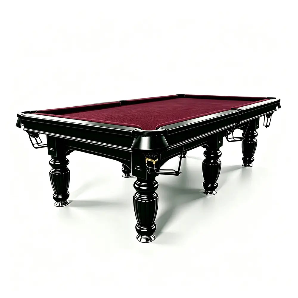 QUESLA 7/8/9FT Slate Pool Table 20mm Slate Solid Timber Adjustable Levellers for Home Club Office - Black Frame & Burgundy Felt
