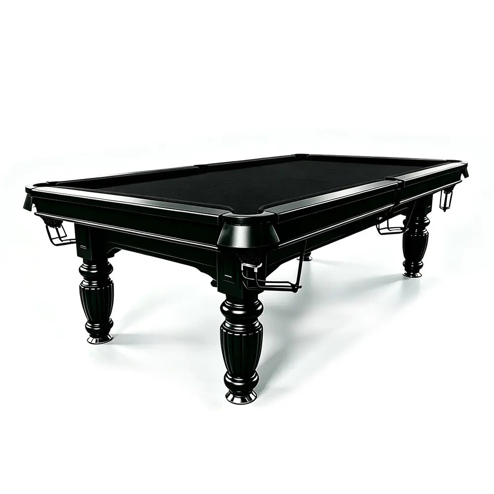 QUESLA 7/8/9FT Slate Pool Table 20mm Slate Solid Timber Adjustable Levellers for Home Club Office - Black Frame & Black Felt