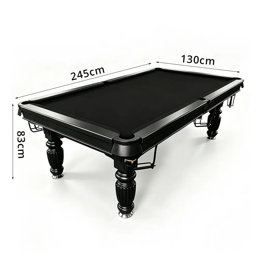 QUESLA 7/8/9FT Slate Pool Table 20mm Slate Solid Timber Adjustable Levellers for Home Club Office - Black Frame & Black Felt