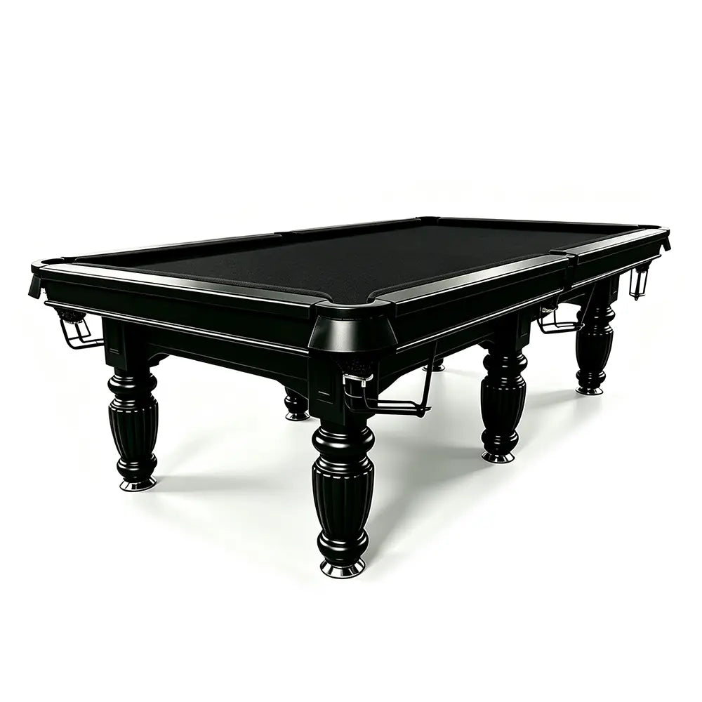 QUESLA 7/8/9FT Slate Pool Table 20mm Slate Solid Timber Adjustable Levellers for Home Club Office - Black Frame & Black Felt