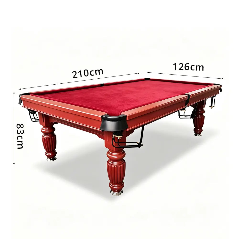 QUESLA 7/8/9FT Slate Pool Table 20mm Slate Solid Timber Adjustable Levellers for Home Club Office - Walnut Frame & Red Felt