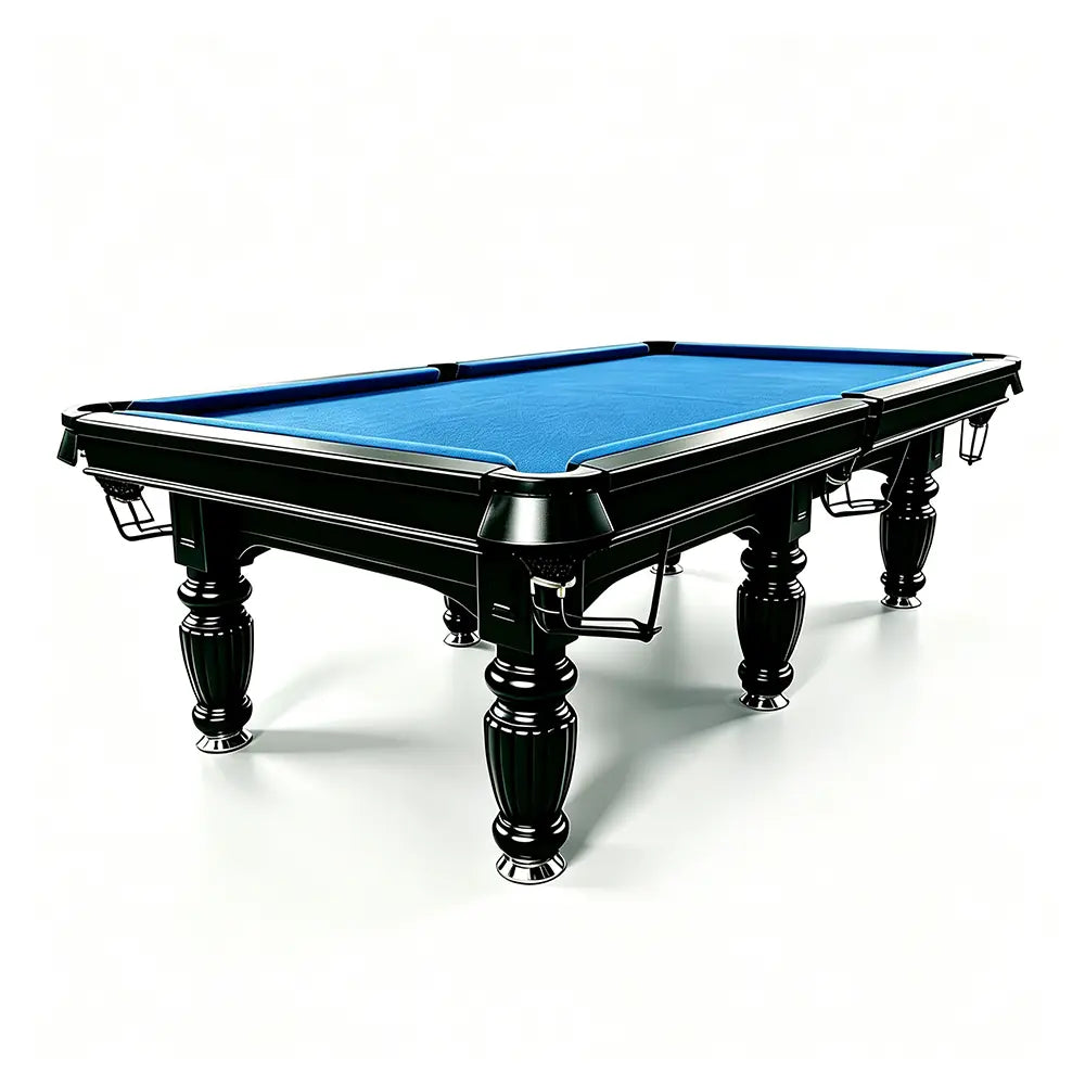 QUESLA 7/8/9FT Slate Pool Table 20mm Slate Solid Timber Adjustable Levellers for Home Club Office - Black Frame & Blue Felt