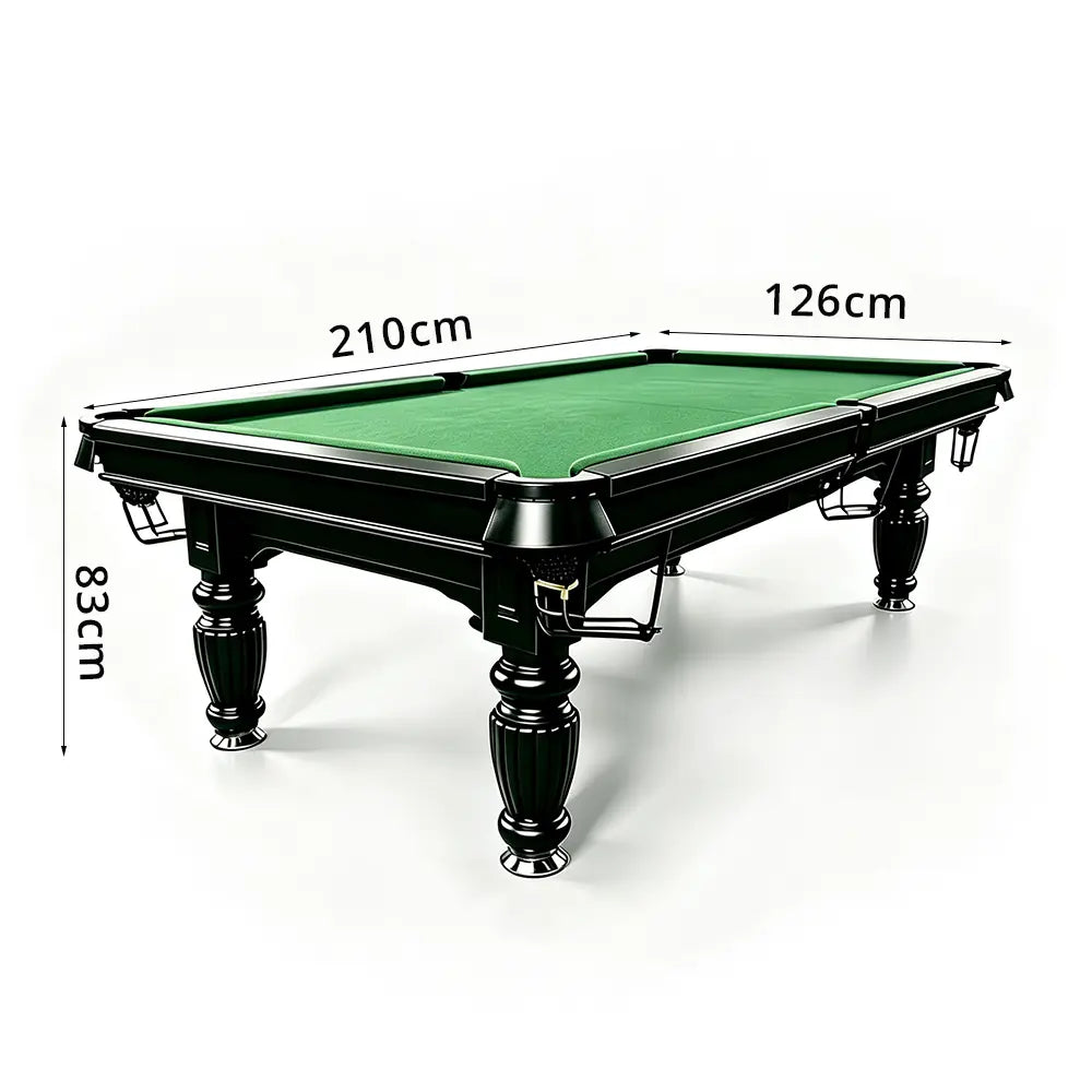 QUESLA 7/8/9FT Slate Pool Table 20mm Slate Solid Timber Adjustable Levellers for Home Club Office - Black Frame & Green Felt
