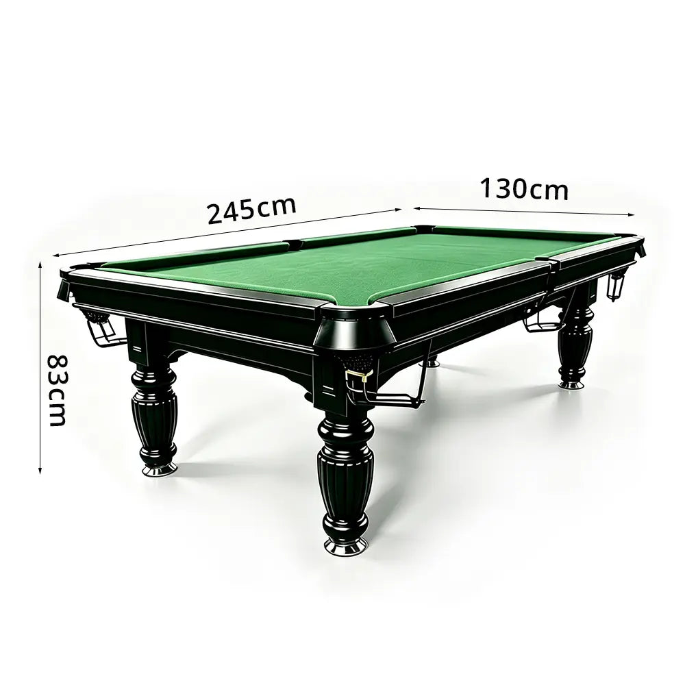 QUESLA 7/8/9FT Slate Pool Table 20mm Slate Solid Timber Adjustable Levellers for Home Club Office - Black Frame & Green Felt