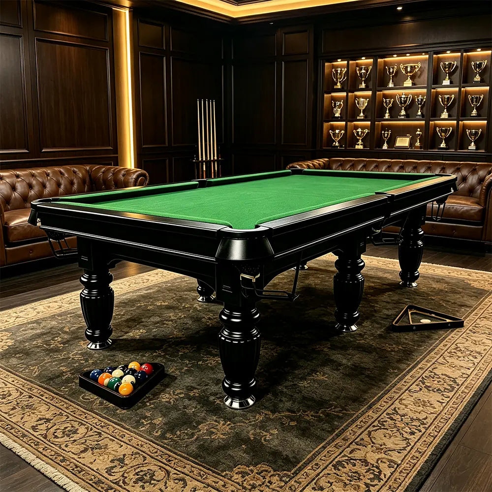QUESLA 7/8/9FT Slate Pool Table 20mm Slate Solid Timber Adjustable Levellers for Home Club Office - Black Frame & Green Felt