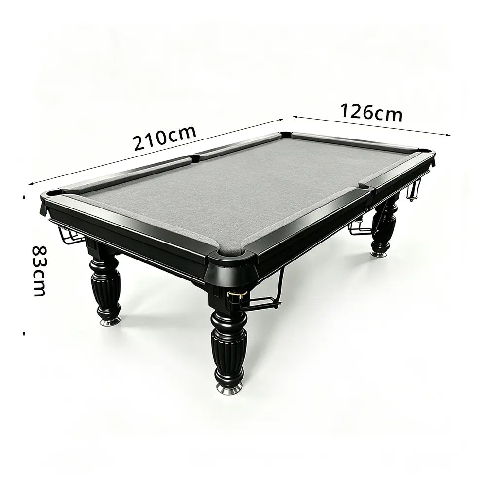 QUESLA 7/8/9FT Slate Pool Table 20mm Slate Solid Timber Adjustable Levellers for Home Club Office - Black Frame & Grey Felt
