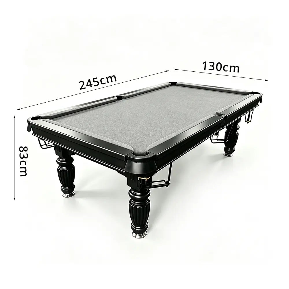 QUESLA 7/8/9FT Slate Pool Table 20mm Slate Solid Timber Adjustable Levellers for Home Club Office - Black Frame & Grey Felt