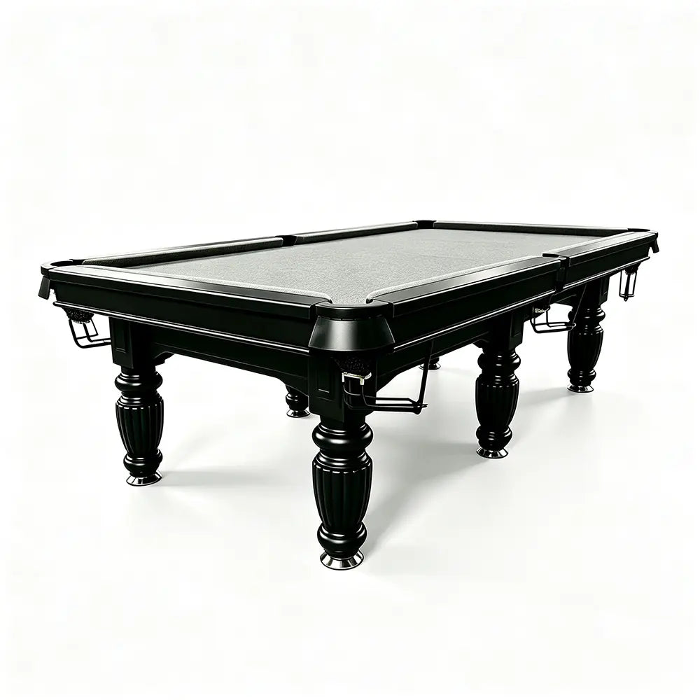 QUESLA 7/8/9FT Slate Pool Table 20mm Slate Solid Timber Adjustable Levellers for Home Club Office - Black Frame & Grey Felt