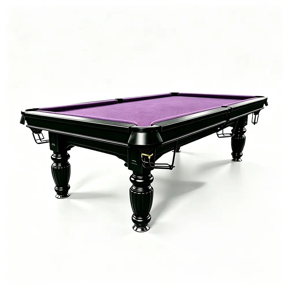 QUESLA 7/8/9FT Slate Pool Table 20mm Slate Solid Timber Adjustable Levellers for Home Club Office - Black Frame & Purple Felt