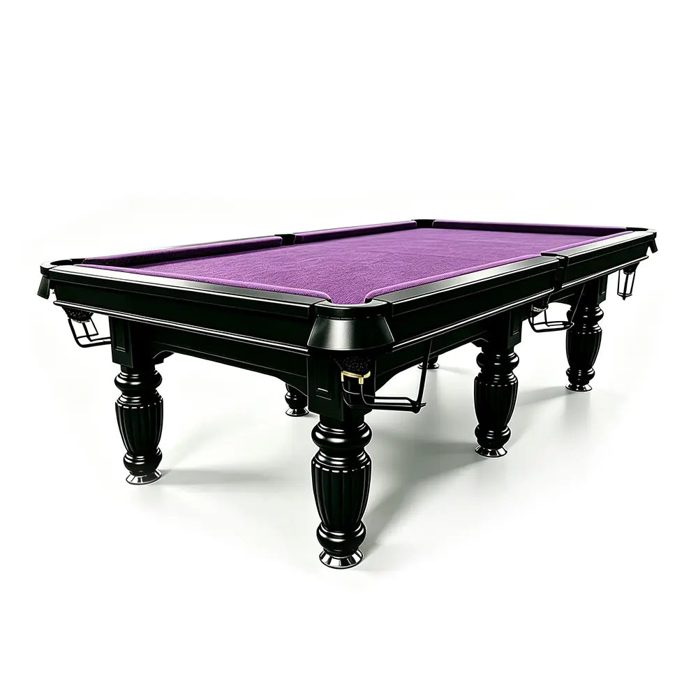 QUESLA 7/8/9FT Slate Pool Table 20mm Slate Solid Timber Adjustable Levellers for Home Club Office - Black Frame & Purple Felt