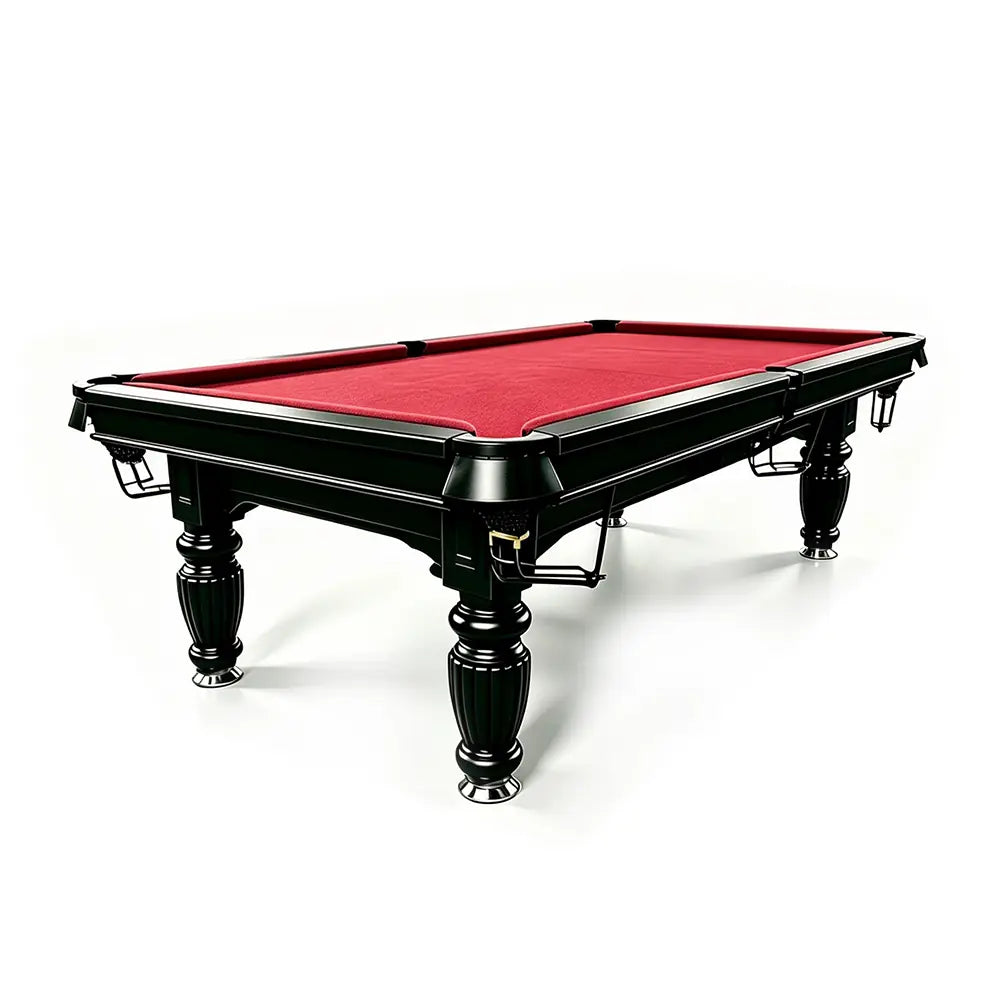 QUESLA 7/8/9FT Slate Pool Table 20mm Slate Solid Timber Adjustable Levellers for Home Club Office - Black Frame & Red Felt