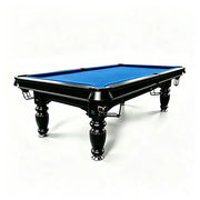 QUESLA 7/8/9FT Slate Pool Table 20mm Slate Solid Timber Adjustable Levellers for Home Club Office - Black Frame & Blue Felt