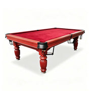 QUESLA 7/8/9FT Slate Pool Table 20mm Slate Solid Timber Adjustable Levellers for Home Club Office - Walnut Frame & Red Felt