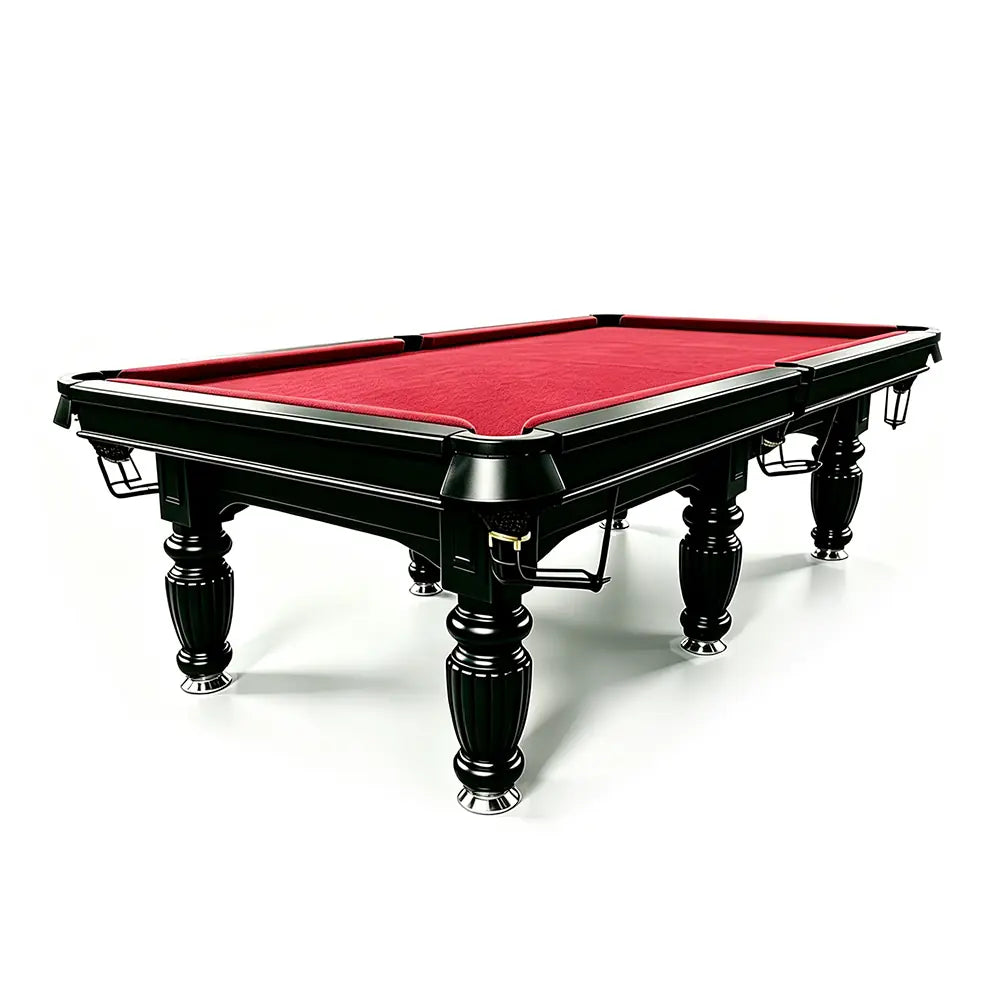 QUESLA 7/8/9FT Slate Pool Table 20mm Slate Solid Timber Adjustable Levellers for Home Club Office - Black Frame & Red Felt