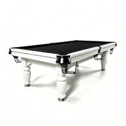 QUESLA 7/8/9FT Slate Pool Table 20mm Slate Solid Timber Adjustable Levellers for Home Club Office - White Frame & Black Felt