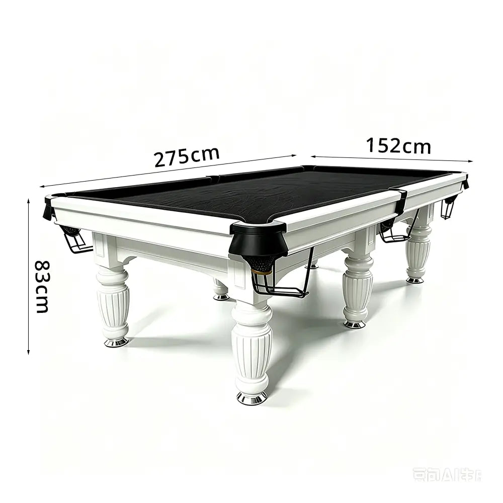 QUESLA 7/8/9FT Slate Pool Table 20mm Slate Solid Timber Adjustable Levellers for Home Club Office - White Frame & Black Felt