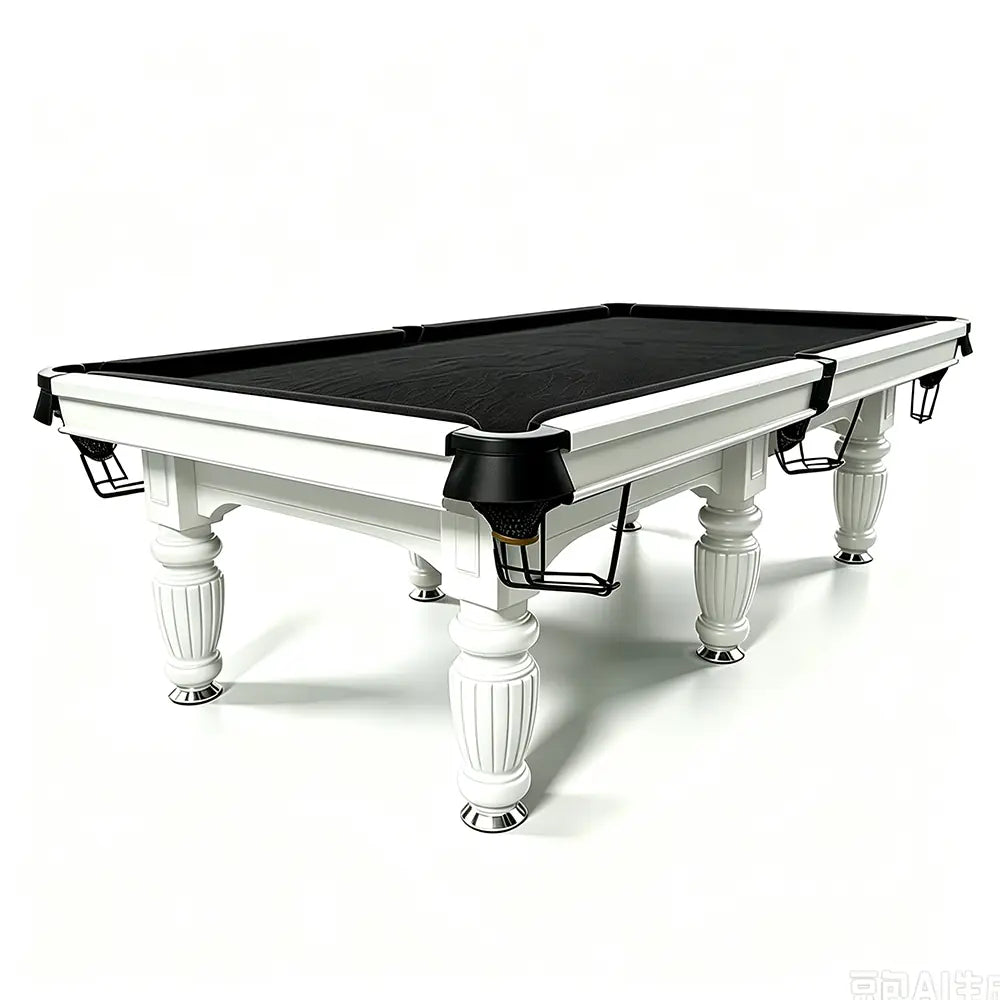 QUESLA 7/8/9FT Slate Pool Table 20mm Slate Solid Timber Adjustable Levellers for Home Club Office - White Frame & Black Felt