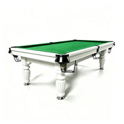 QUESLA 7/8/9FT Slate Pool Table 20mm Slate Solid Timber Adjustable Levellers for Home Club Office - White Frame & Green Felt